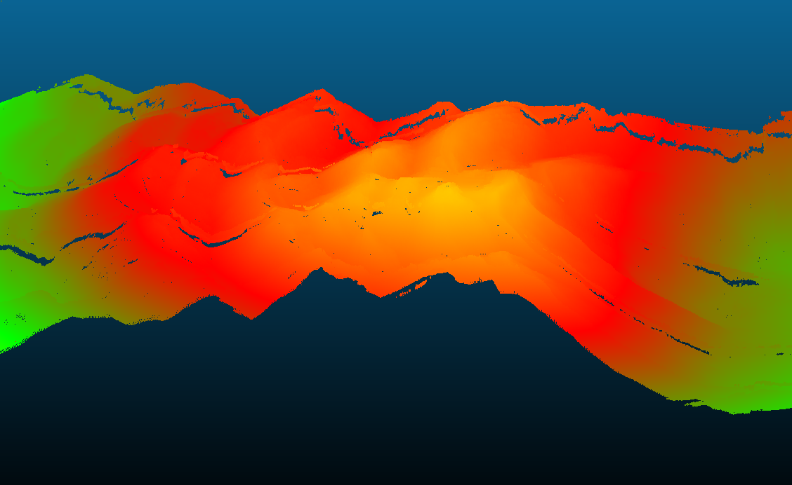 皮带物料点云与断面示意